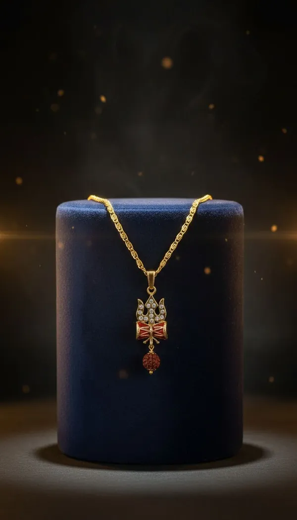 Gold_Stainless_Steel_Trishul_Damru_Pendant_Necklace