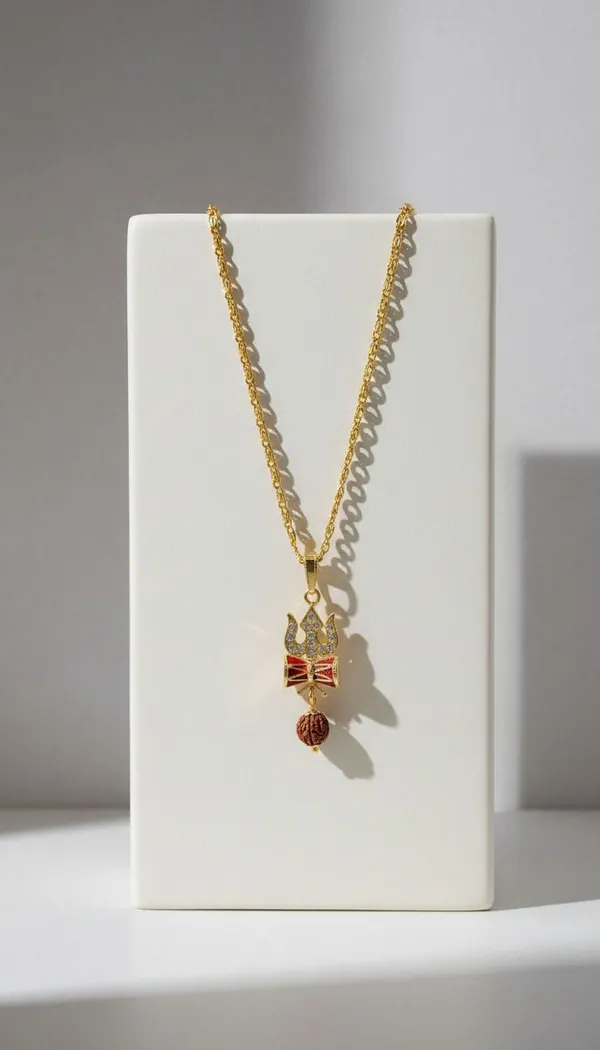 Gold_Stainless_Steel_Trishul_Damru_Pendant_Necklace