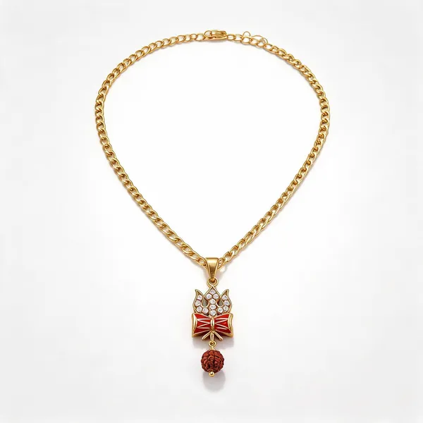 Gold_Stainless_Steel_Trishul_Damru_Pendant_Necklace