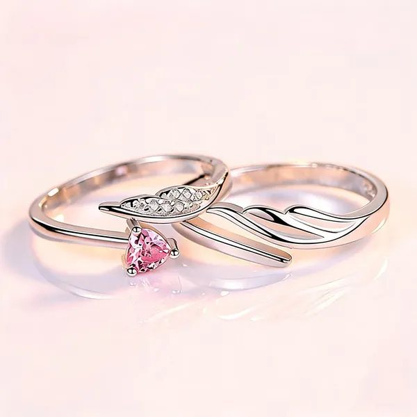 Pink_And_Silver_Stainless_Steel_Pink_Stone_Couple_Ring_Set