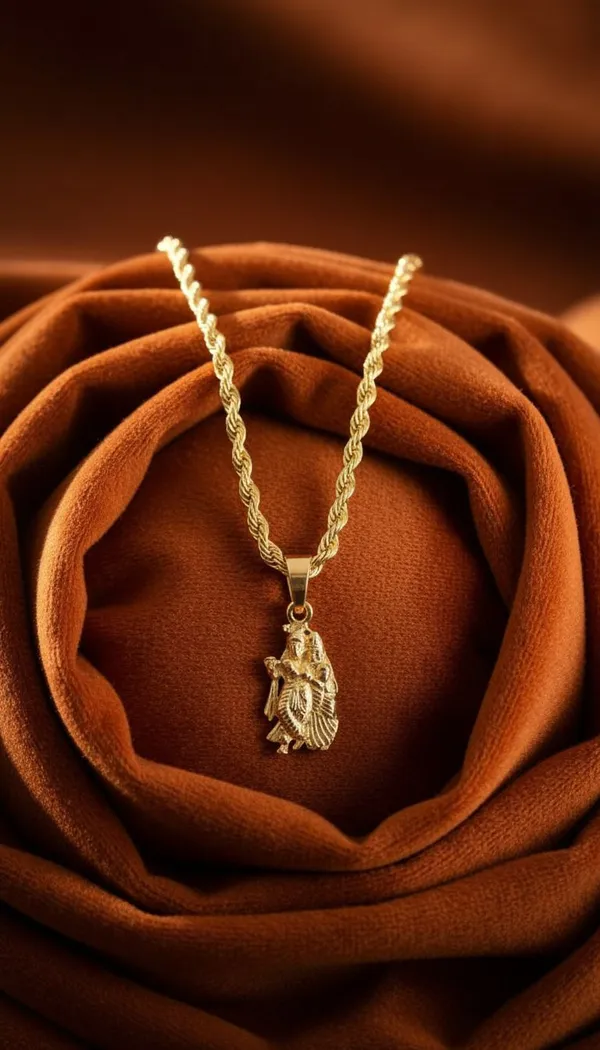 Gold_Stainless_Steel_Krishna_Pendant_Necklace