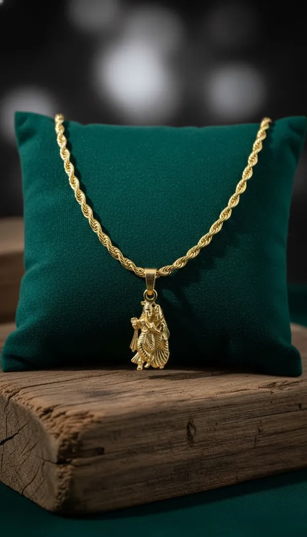 Gold_Stainless_Steel_Krishna_Pendant_Necklace
