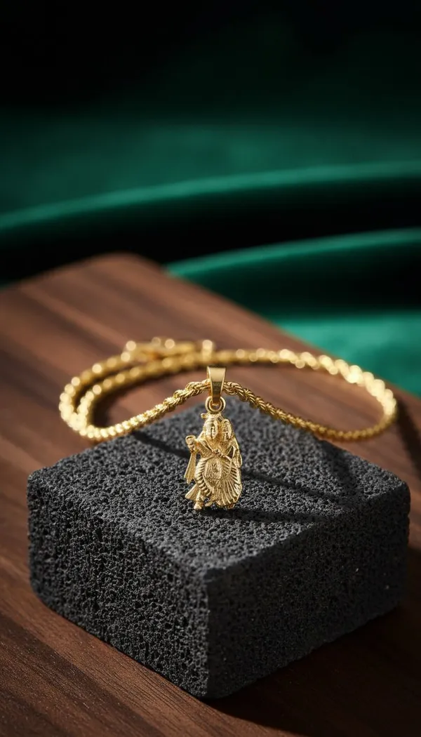 Gold_Stainless_Steel_Krishna_Pendant_Necklace