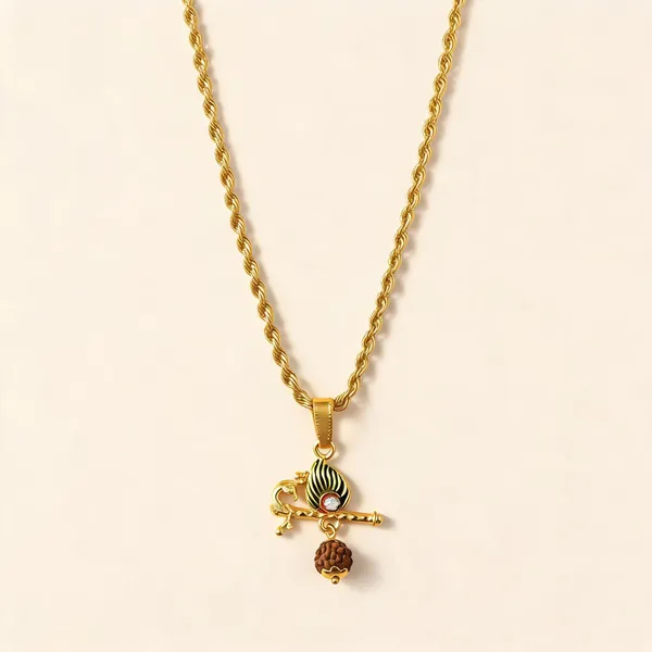 Gold_Stainless_Steel_Krishna_Flute_Mor_Pankh_Pendant_Necklace