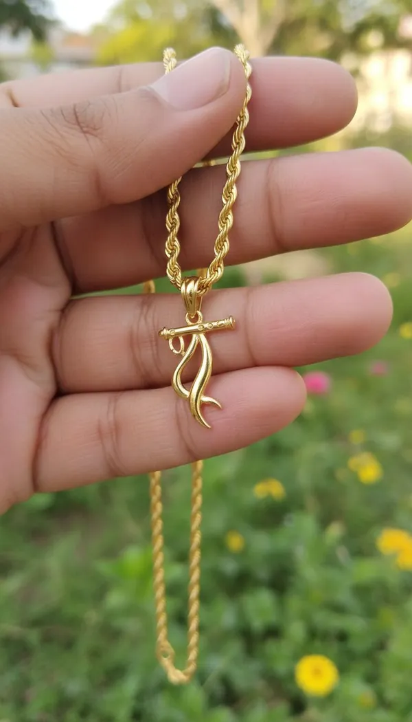 Gold_Stainless_Steel_Krishna_Flute_Pendant_Necklace