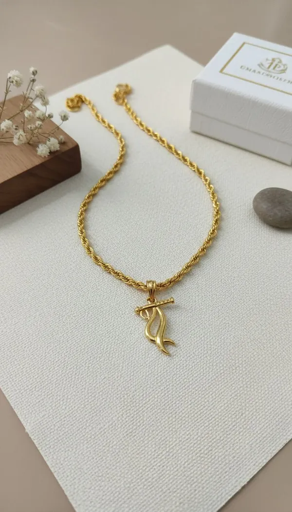 Gold_Stainless_Steel_Krishna_Flute_Pendant_Necklace