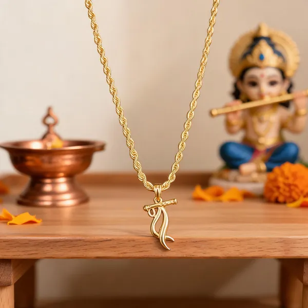 Gold_Stainless_Steel_Krishna_Flute_Pendant_Necklace