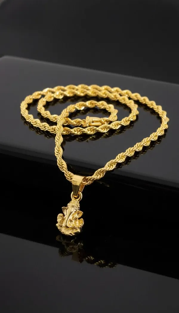 Gold_Stainless_Steel_Ganesha_Pendant_Necklace
