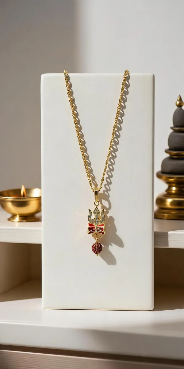 Gold_Stainless_Steel_Trishul_Damru_Pendant_Necklace