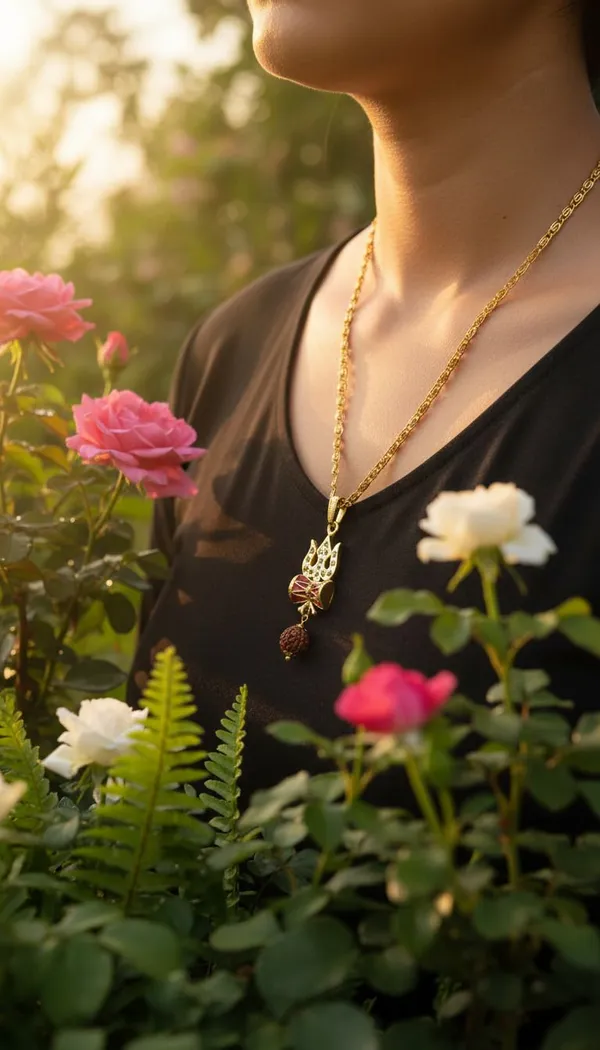 Gold_Stainless_Steel_Trishul_Damru_Pendant_Necklace