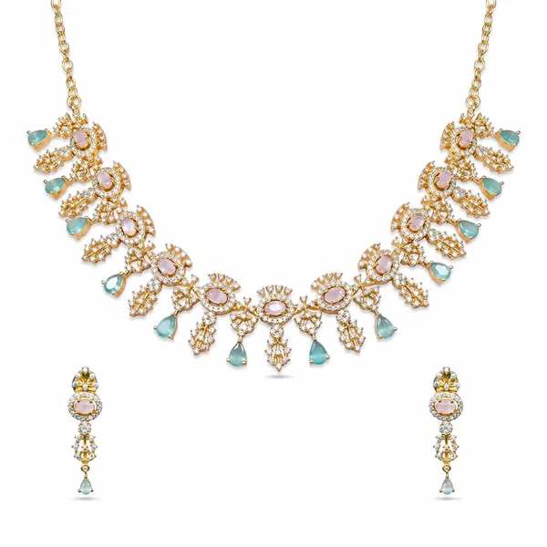 Gold_Tone_Micro_Plated_Green_Cz_Stone_Necklace_Set_With_Earrings_For_Women