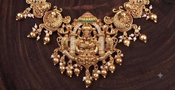 Gold_Tone_Nakshi_Polish_Cz_Temple_Necklace_Set_With_Earrings_For_Women