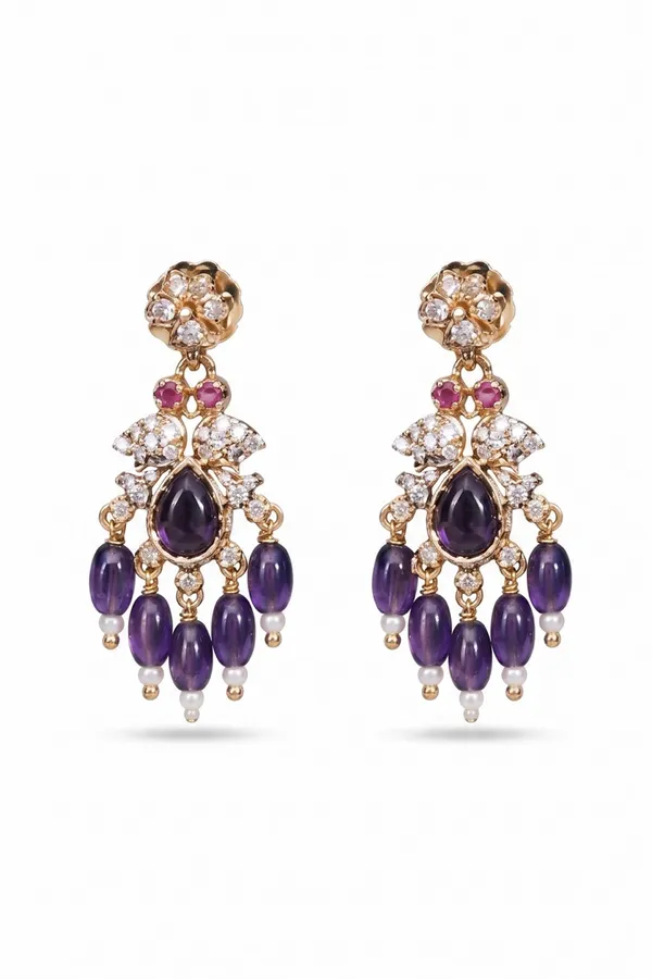 Gold_Tone_Purple_Stone_Micro_Plated_Cz_Necklace_Set_With_Earrings_For_Women