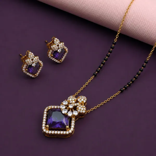 Gold_Tone_Micro_Plated_Cz_Purple_Stone_Stud_Earrings_For_Women