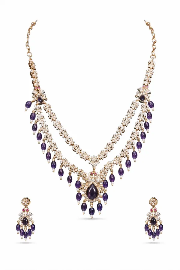 Gold_Tone_Purple_Stone_Micro_Plated_Cz_Necklace_Set_With_Earrings_For_Women