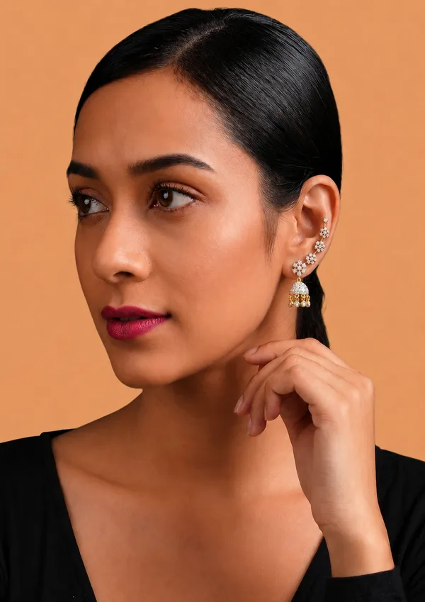 Gold_Tone_Cz_Crystal_Floral_Jhumka_Earrings_For_Women_-_Pack_Of_2