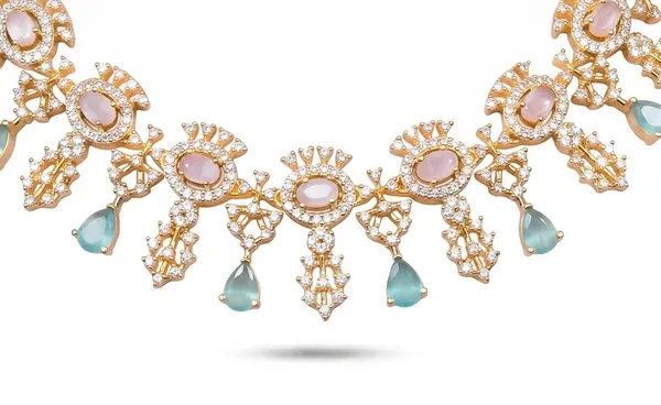 Gold_Tone_Micro_Plated_Green_Cz_Stone_Necklace_Set_With_Earrings_For_Women