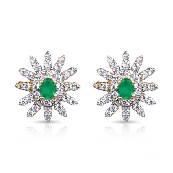 Gold_Tone_Gj_Polish_Cz_Green_Stone_Floral_Mangalsutra_With_Earrings_For_Women