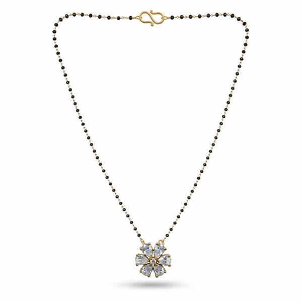 Gold_Tone_Black_Beaded_Matte_Polish_Cz_Floral_Pendant_Mangalsutra_For_Women_-_Pack_Of_2