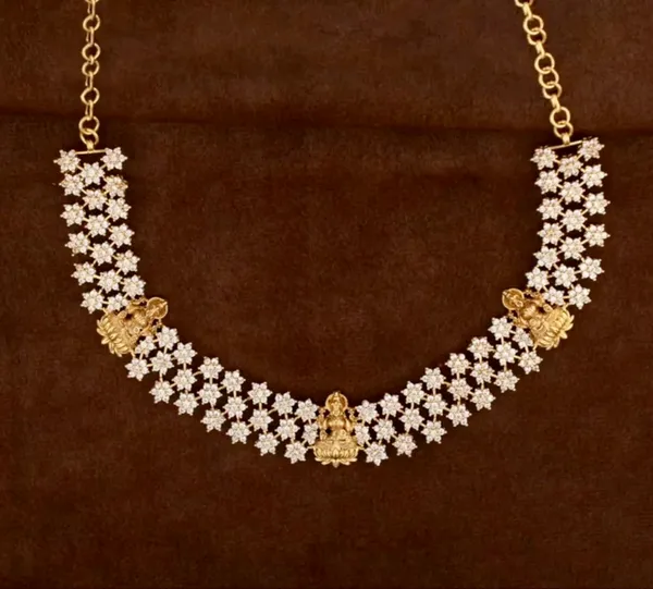 Gold_Tone_Micro_Plated_Cz_Floral_Temple_Necklace_Set_With_Earrings_For_Women