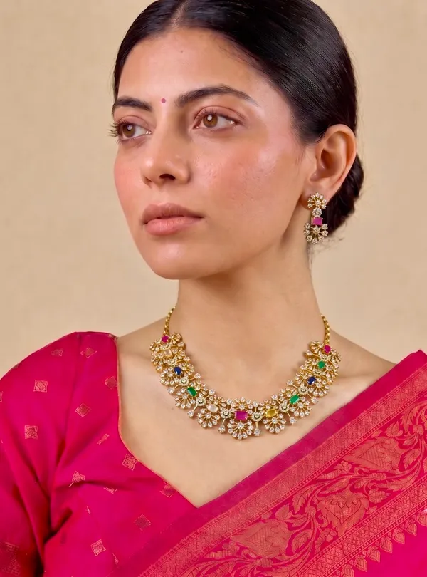 Multicolor_Matte_Polish_Cz_Gold_Tone_Necklace_Set_With_Earrings_For_Women