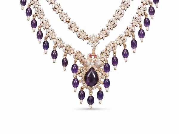 Gold_Tone_Purple_Stone_Micro_Plated_Cz_Necklace_Set_With_Earrings_For_Women