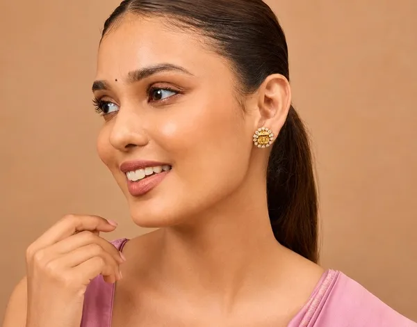 Gold_Tone_Nakshi_Polish_Cz_Decorative_Stud_Earrings_For_Women_-_Pack_Of_2
