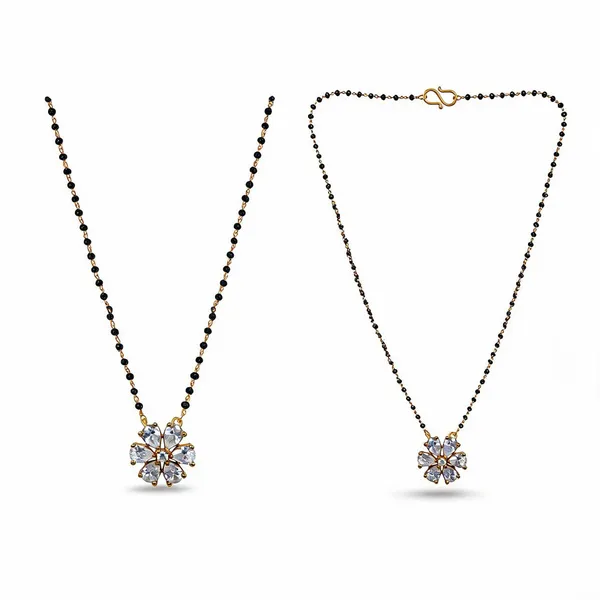 Gold_Tone_Black_Beaded_Matte_Polish_Cz_Floral_Pendant_Mangalsutra_For_Women_-_Pack_Of_2