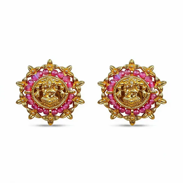 Gold_Tone_Nakshi_Polish_Crystal_Lakshmi_Temple_Stud_Earrings_For_Women_-_Pack_Of_2