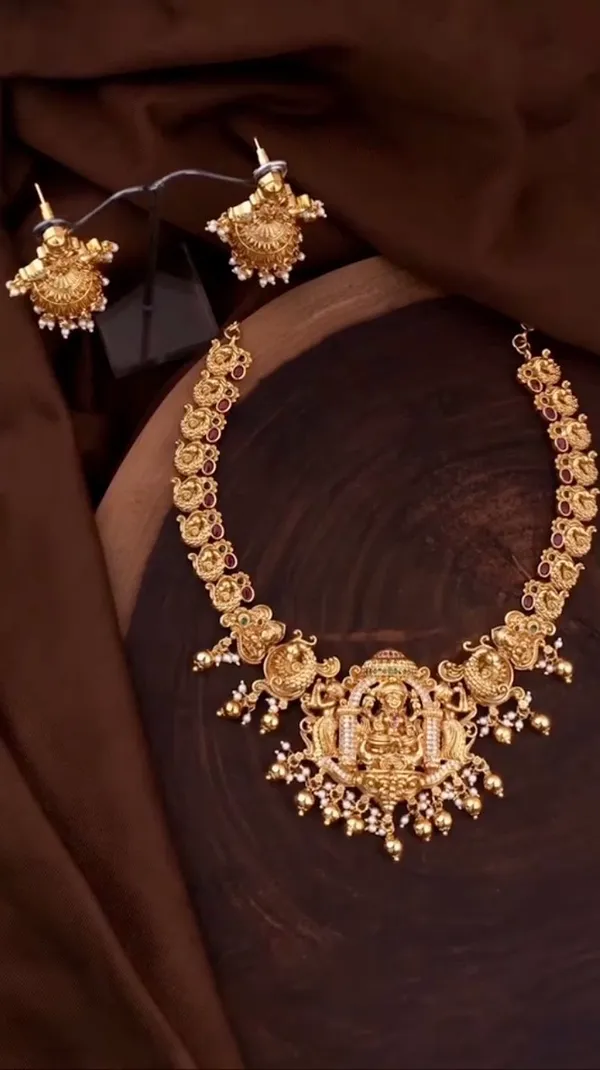 Gold_Tone_Nakshi_Polish_Cz_Temple_Necklace_Set_With_Earrings_For_Women