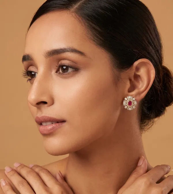 Gold_Tone_Micro_Plated_Cz_Ad_Floral_Stud_Earrings_For_Women