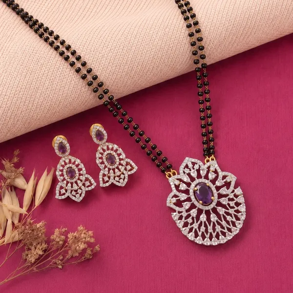 Gold_Tone_Black_Beaded_Gj_Polish_Cz_Stone_Pendant_Mangalsutra_Set_For_Women