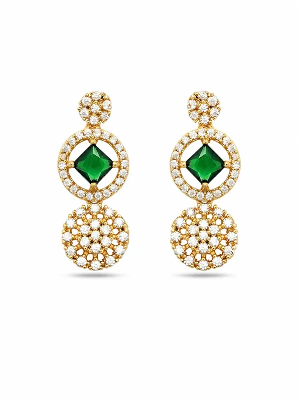 Gold_Tone_Green_Stone_Gj_Polish_Cz_Necklace_Set_With_Earrings_For_Women
