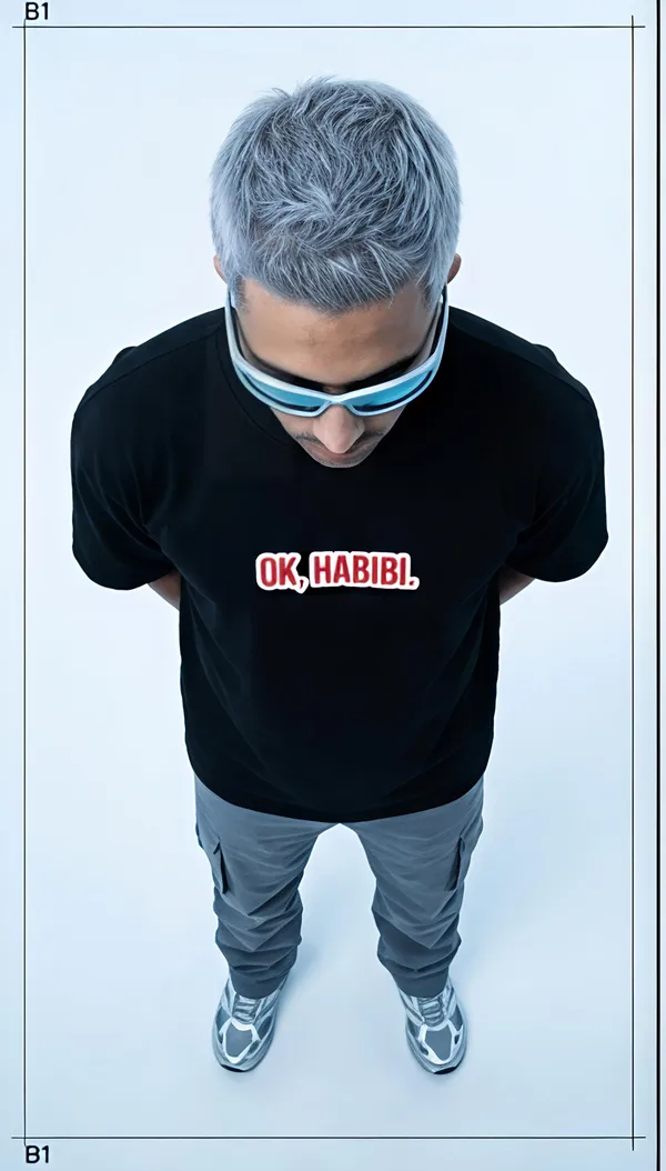 Black_Cotton_Ok,_Habibi_Print_Crew_Neck_T-Shirt_For_Unisex_Available_in_(_Regular_|_Over_Sized_|_Crop_Top_)