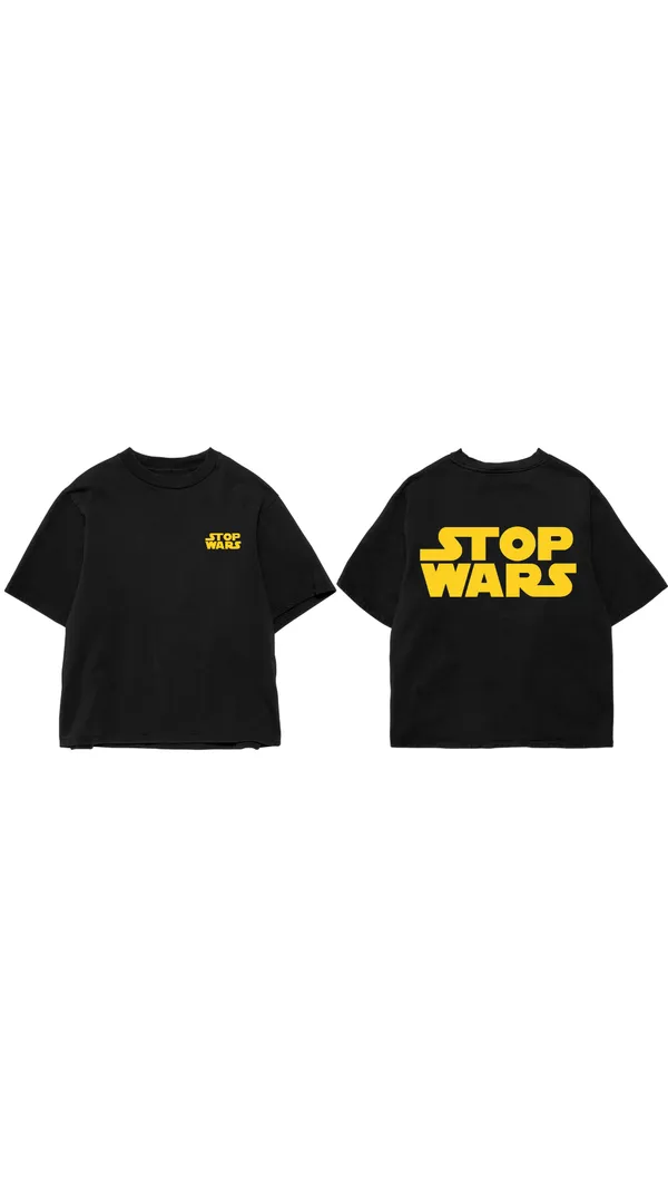 Black_Cotton_STOP_WARS_Graphic_Print_T-Shirt_For_Unisex_Available_in_(_Regular_|_Over_Sized_|_Crop_Top_)