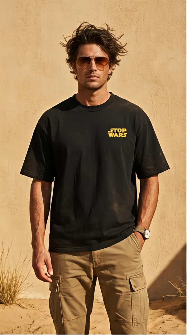Black_Cotton_STOP_WARS_Graphic_Print_T-Shirt_For_Unisex_Available_in_(_Regular_|_Over_Sized_|_Crop_Top_)