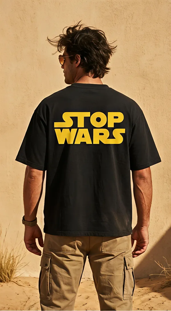 Black_Cotton_STOP_WARS_Graphic_Print_T-Shirt_For_Unisex_Available_in_(_Regular_|_Over_Sized_|_Crop_Top_)