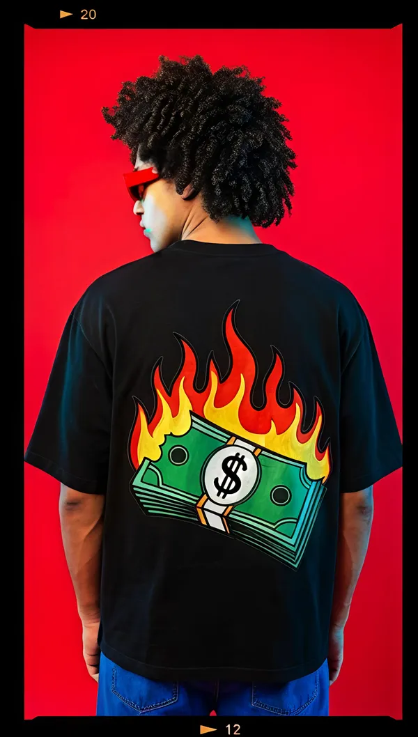 Black_Cotton_Burning_Money_Graphic_Print_T-Shirt_For_Unisex_Available_in_(_Regular_|_Over_Sized_|_Crop_Top_)