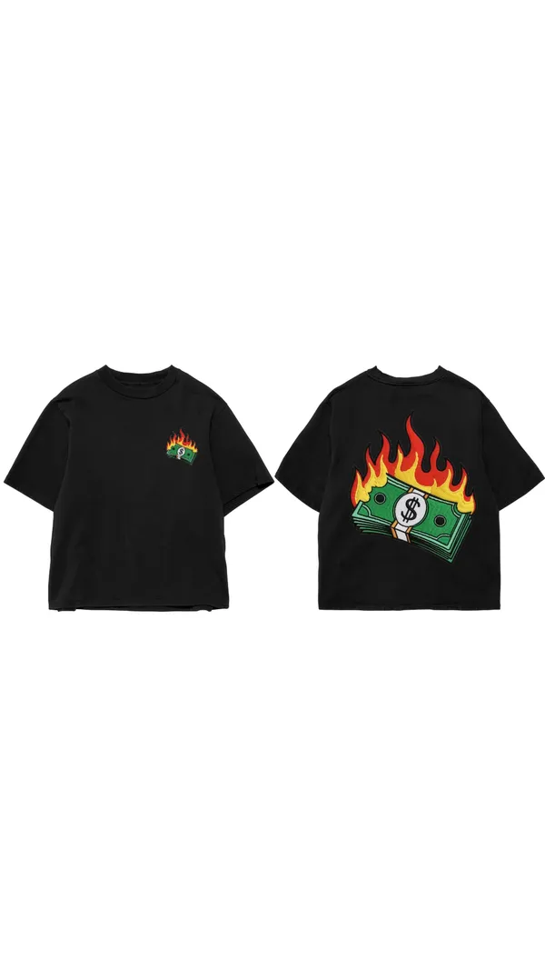 Black_Cotton_Burning_Money_Graphic_Print_T-Shirt_For_Unisex_Available_in_(_Regular_|_Over_Sized_|_Crop_Top_)