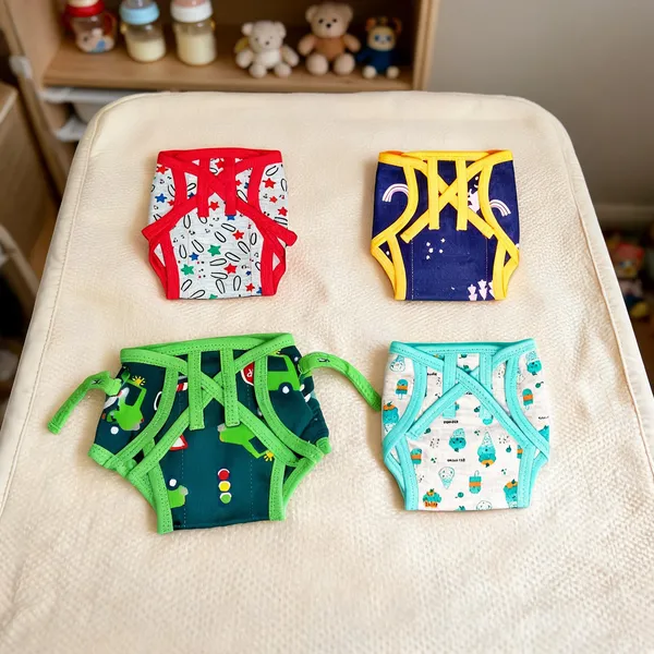 Kindermum__Multicolor_Adjustable_Padded_Nappies_Set_For_Babies_-_Set_Of_4_-_Assorted_Prints