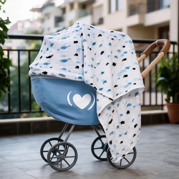 White_Printed_Stroller_Shade_-_110_X110_Cm_Whale_Swaddle