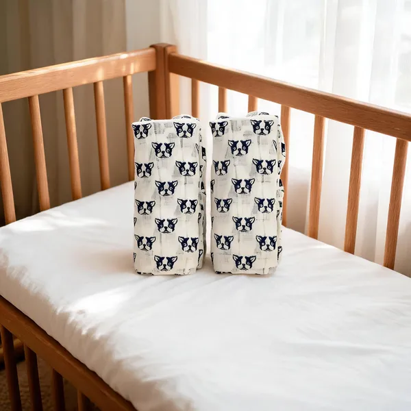 White_Dog_Print_Lightweight_Woven_Blanket_-_80_X_80_Cms_-_Pack_Of_2