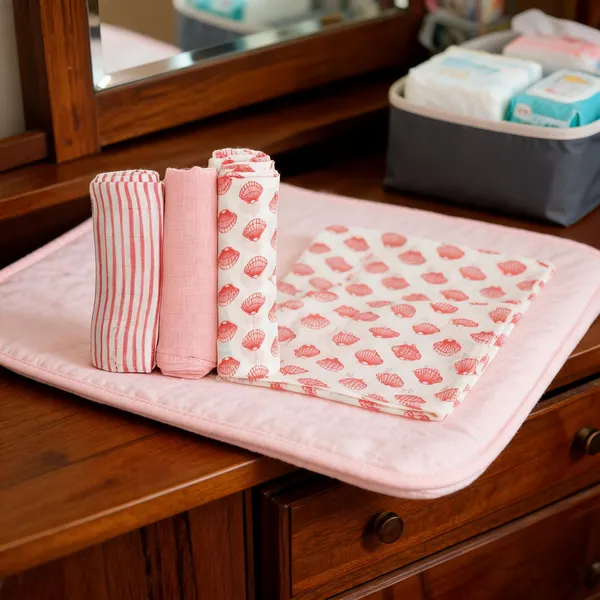 Pink_Striped_And_Shell_Print_Baby_Cloth_Set_80X80_Pink-Set_Of_3_Pink-Combo_Withs_Stripes