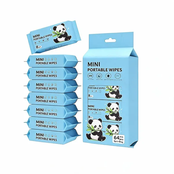 Mini_Portable_Panda_Design_Wet_Wipes_64_Pieces