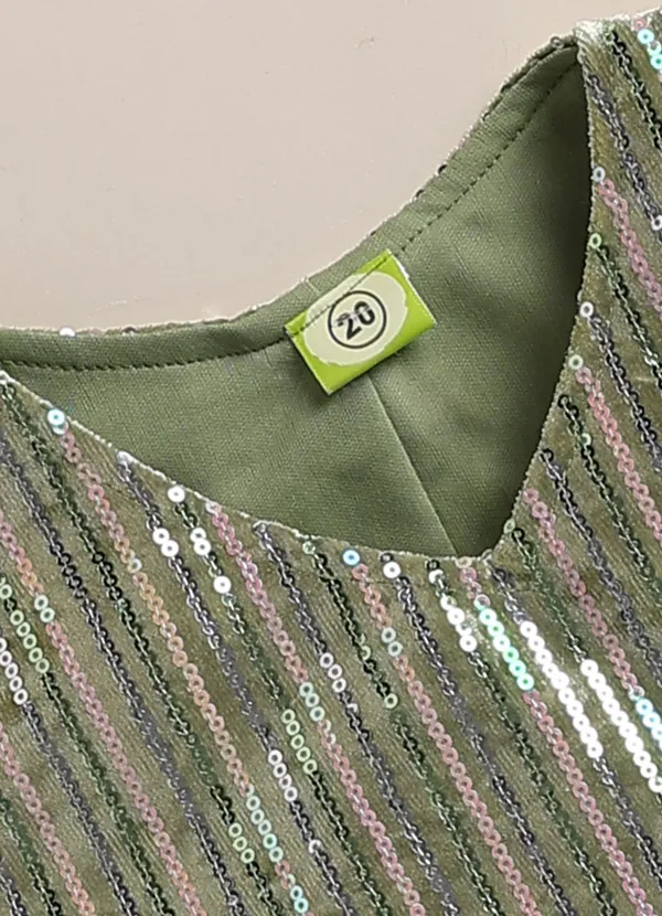 Green_Sequin_Embellished_Sleeveless_Crop_Top_For_Girls