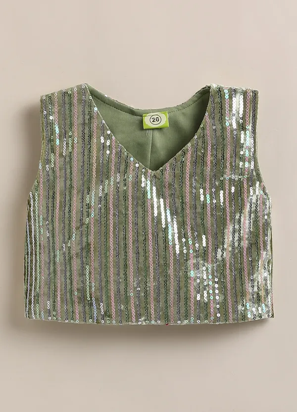 Green_Sequin_Embellished_Sleeveless_Crop_Top_For_Girls