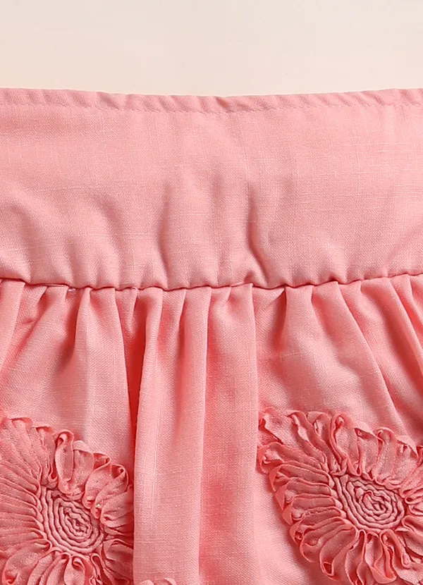 Pink_Pleated_Floral_Embroidered_Top_And_Skirt_Set_For_Girls