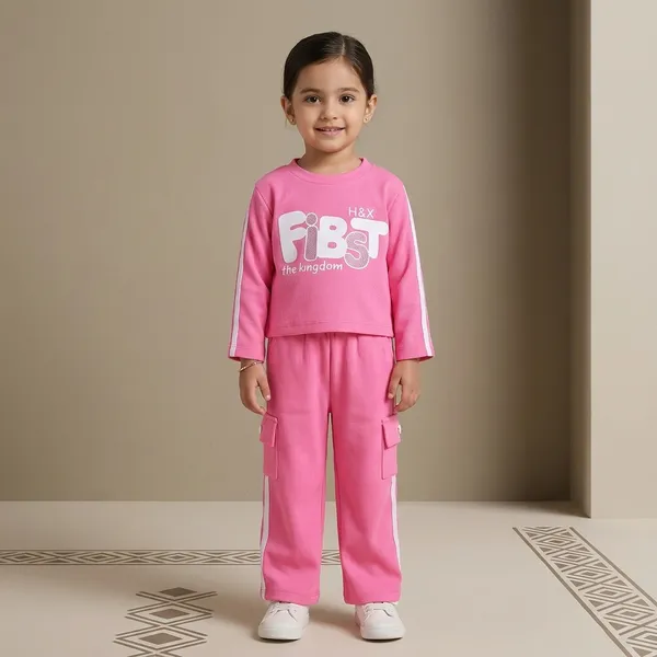 Pink_Ribbed_Cotton_Printed_Top_And_Cargo_Pants_Set_For_Girls