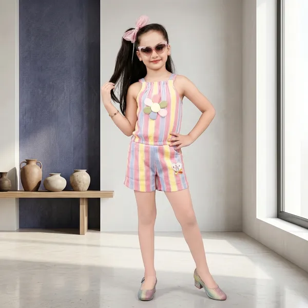 Multicolor_Striped_Cotton_Sleeveless_Jumpsuit_For_Girls