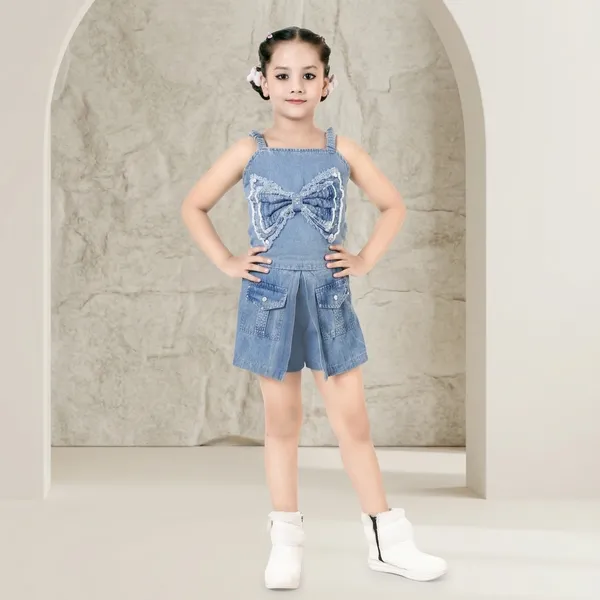 Blue_Denim_Bow_Applique_Sleeveless_Jumpsuit_For_Girls